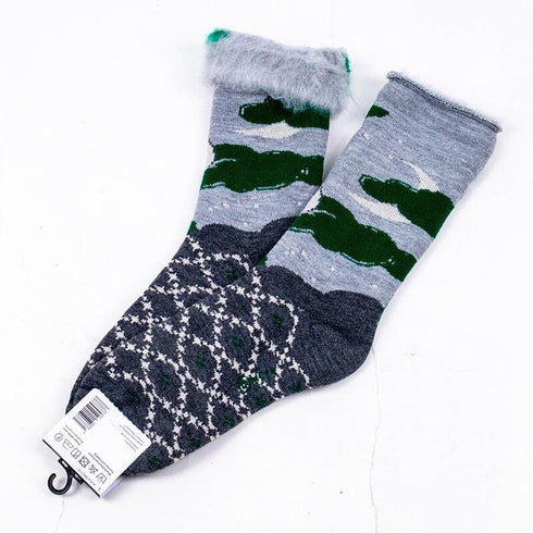 ソックス MOOMIN モコモコソックス ムーミンとフローレン ライトメルグレー  サイズM 36-38 (22.5ー25cm)MO036MLMG