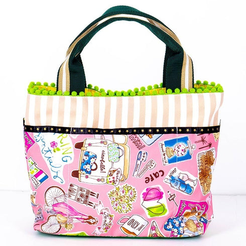 バッグ TUNIC タフタ転写プリント フレンチトラベルのミニBag ピンク 17367-A