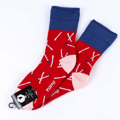 ソックス TOIVO モコモコソックス スティック レッド サイズM 36-38 (22.5ー25cm)