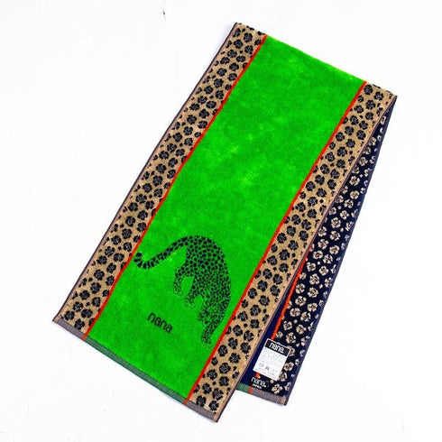 タオル 横浜ナナ 湘南ナナ NANA スポーツタオル ジャガー柄 ライトグリーンクロオレンジ nn-spt248