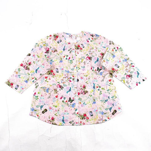 【セール】パジャマ TUNIC 60シルキーローンサッカー・スイートガーデン 長袖全開パジャマ フリーサイズ ピンク AWS-26093-B