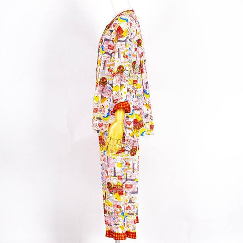 【セール】パジャマ TUNIC 80シルキーローンサッカー・レモネード 7分袖半開パジャマ フリーサイズ アカ AWS-26089-A