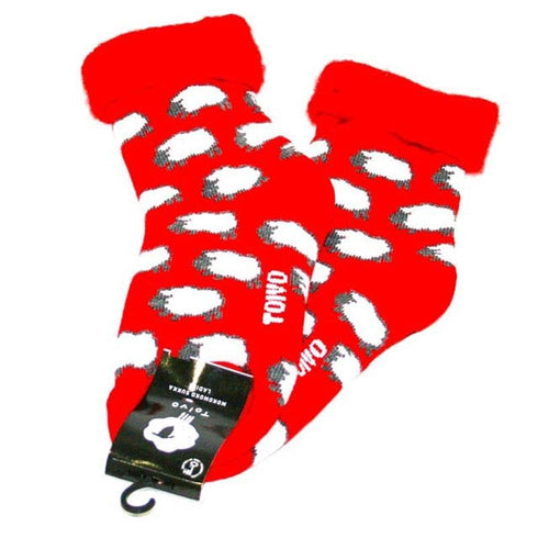 ソックス TOIVO モコモコソックス シープ レディース レッド 36-38 (22.5ー25cm)