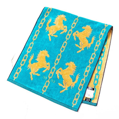 タオル 横浜ナナ 湘南ナナ NANA フェイスタオル ホース柄 ターコイズブルーベージュ nn-ft25-M