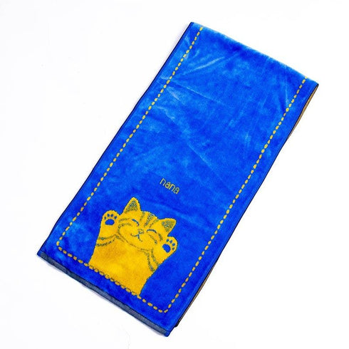 タオル 横浜ナナ 湘南ナナ NANA スポーツタオル バンザイネコ ブルーイエロー nn-spt137