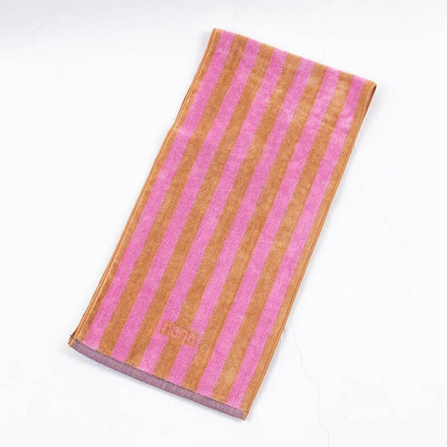 タオル 横浜ナナ 湘南ナナ NANA フェイスタオル ハーフ ストライプ柄 ピンクベージュ nn-fth34-J