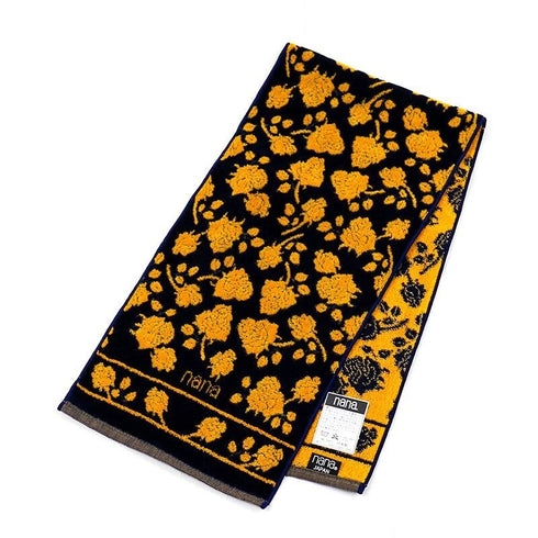 タオル 横浜ナナ 湘南ナナ NANA フェイスタオル ハーフ ローズ2柄 クロイエロー  nn-fth11-Y