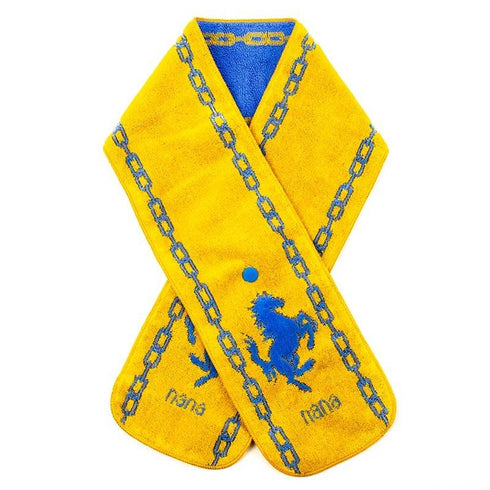 マフラー 横浜ナナ 湘南ナナ NANA ボタン付きナロータオルマフラー ホース柄 イエローブルー nn-tmf11-H