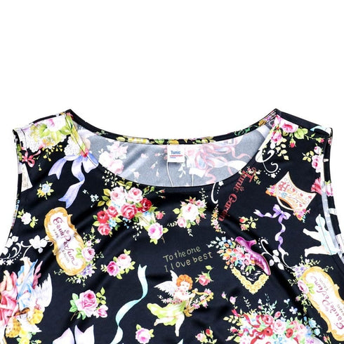 シャツ TUNIC ビスコラピア*ラブリーシーズン ノースリーブシャツ クロ 8339-C