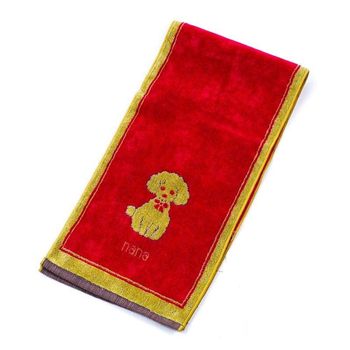 タオル 横浜ナナ 湘南ナナ NANA フェイスタオル ハーフ プードル柄 チェリーピンクベージュ  nn-fth4-P