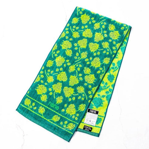 タオル 横浜ナナ 湘南ナナ NANA フェイスタオル ハーフ ローズ2柄 グリーンライトグリーン nn-fth11-AB