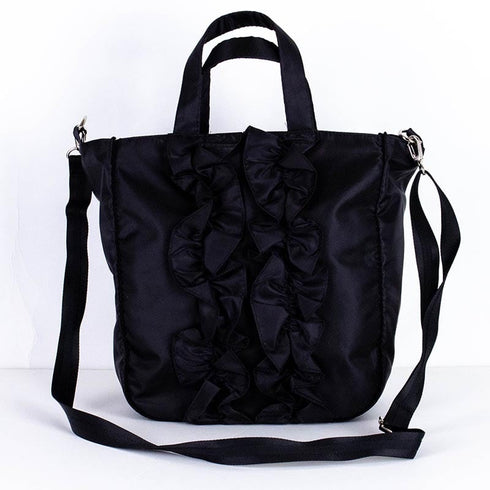 バッグ TUNIC ナイロン無地 アリシアのフリルポシェットBag クロ 18163-B