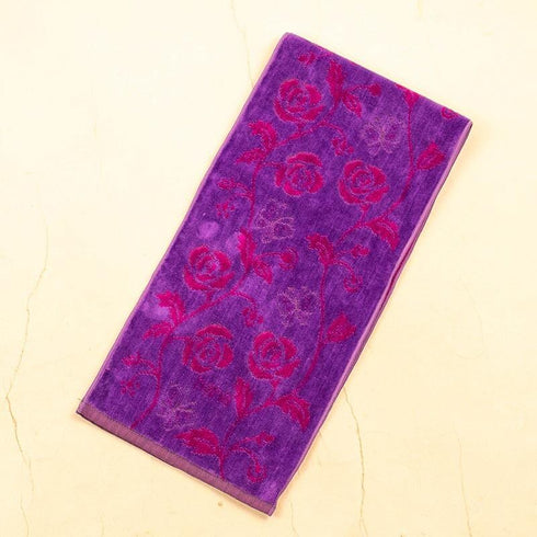 タオル 横浜ナナ 湘南ナナ NANA フェイスタオル ハーフ ローズパピヨン柄 パープル濃パープル nn-fth9-L