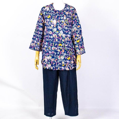 【セール】パジャマ TUNIC 80ローンサッカー・長袖パジャマ フラワー フリーサイズ SSS-26074-C