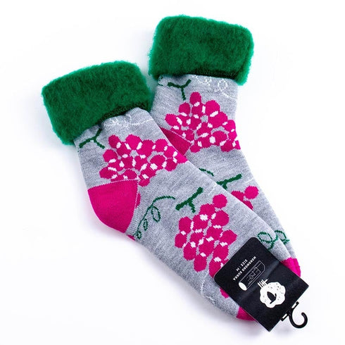 ソックス fromF モコモコソックス ヘデルマ/果物 ライトメルグレー サイズM 36-38 (22.5ー25cm)TV097MLMG