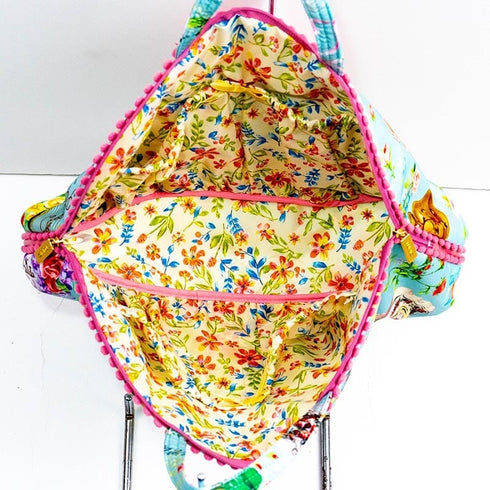 バッグ TUNIC エステルムースプリント ハッピーグリーティングのランジュBag ブルー 10145-A