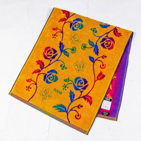 タオル 横浜ナナ 湘南ナナ NANA フェイスタオル ローズパピヨン柄 イエロー多色 nn-ft28-D