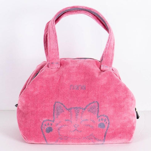 バッグ 横浜ナナ NANA ボストンバッグ バンザイネコ柄 ピンクグレーライン nn-btm65-B