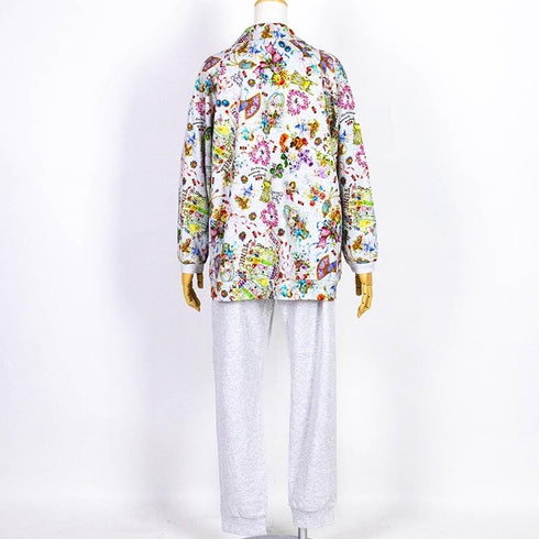 パジャマ TUNIC 40接結・リースエンジェル 襟付全開トレーナーパジャマ グレー杢 フリーサイズ 29334-C