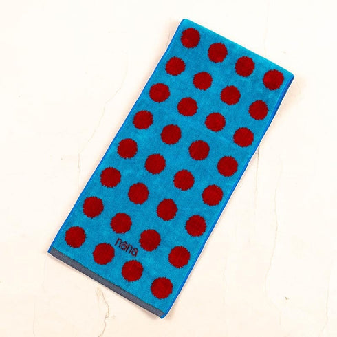 タオル 横浜ナナ 湘南ナナ NANA フェイスタオル ハーフ 水玉柄 ブルーアカ nn-fth33-H