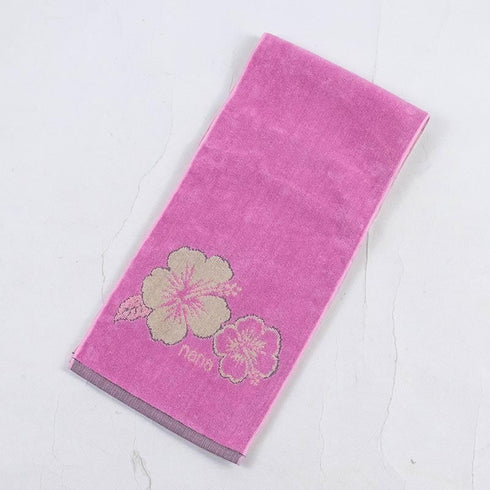 タオル 横浜ナナ 湘南ナナ NANA フェイスタオル ハーフ ハイビスカス柄 ピンクベージュ nn-fth35-B