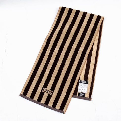 タオル 横浜ナナ 湘南ナナ NANA フェイスタオル ハーフ ストライプ柄 ベージュブラウン nn-fth34-K