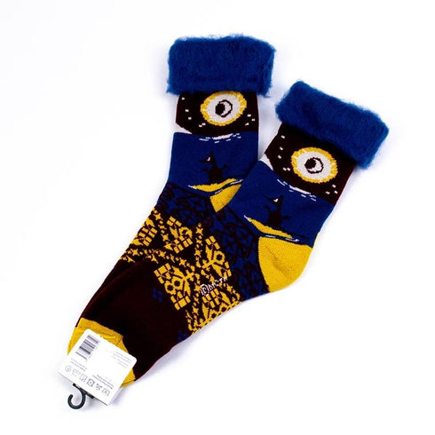 ソックス MOOMIN モコモコソックス ムーミンとフローレン ブラウン サイズL 40-42 (26ー28.5cm)MO039LBL