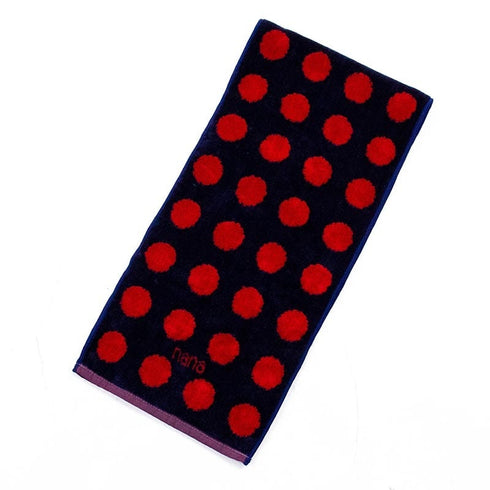 タオル 横浜ナナ 湘南ナナ NANA フェイスタオル ハーフ 水玉柄 紺アカ nn-fth33-J