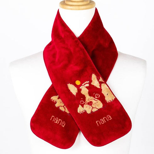 マフラー 横浜ナナ 湘南ナナ NANA ボタン付きナロータオルマフラー フレンチブルドック アカベージュ nn-tmf3-D