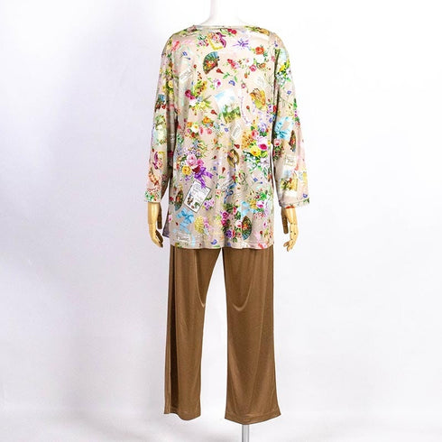 パジャマ TUNIC ビスコラピア・オールハピネス 長袖パジャマ モカ フリーサイズ 12779-A