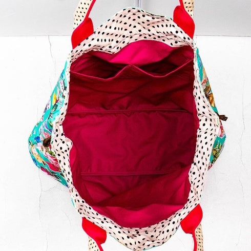 バッグ TUNIC タフタインクジェットプリント ゴールドリボンの巾着Bag ブルー 17429-A