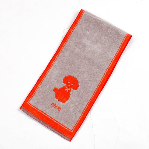 タオル 横浜ナナ 湘南ナナ NANA フェイスタオル ハーフ プードル柄 ベージュオレンジ nn-fth4-O