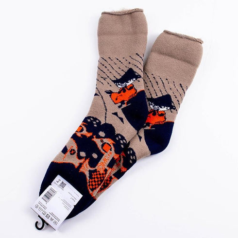 ソックス MOOMIN モコモコソックス スナフキン カラストス/釣り ウォームグレー サイズL 40-42 (26ー28.5cm)MM047LWGY