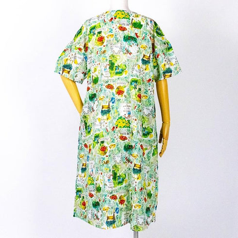 ワンピース TUNIC 80ローンサッカー ギャザー5分袖ワンピース ガーデン フリーサイズ 53042-A