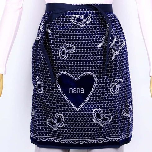 エプロン 横浜NANA サロンエプロン レースバタフライ   紺/シロ
