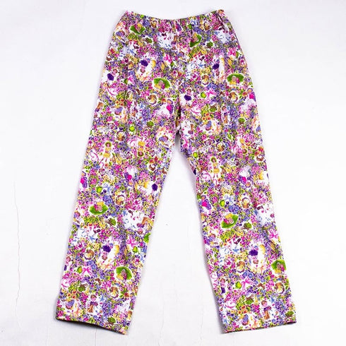 パジャマ TUNIC 60接結・小花メルヘン 襟付全開パジャマ パープル フリーサイズ 29327-B