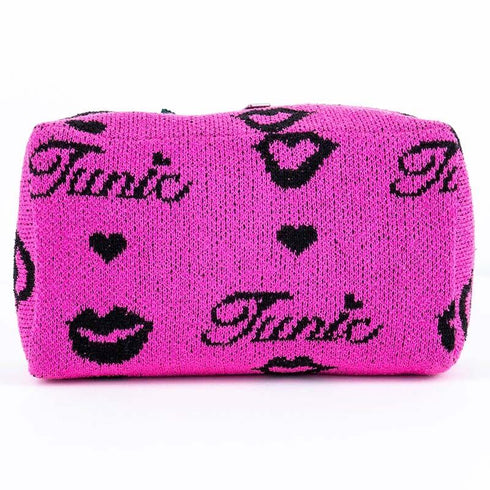 ポーチ TUNIC ニットジャガード ルナルージュのリボンバニティ ピンク 18738-A