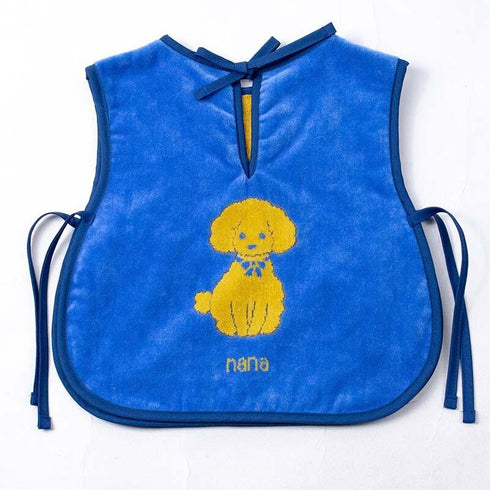子供エプロン 横浜ナナ NANA 子供前掛け プードル柄 ブルーイエロー nn-kep4F