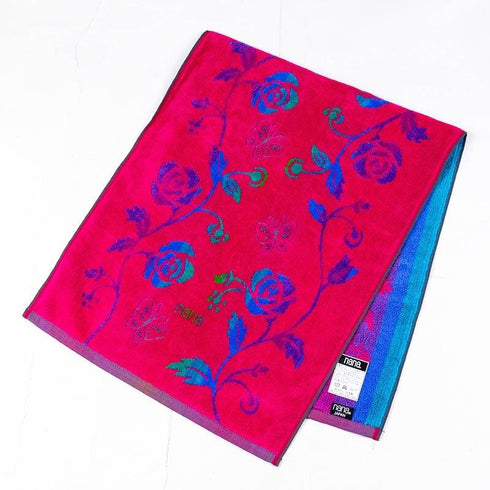 タオル 横浜ナナ 湘南ナナ NANA フェイスタオル ローズパピヨン柄 チェリーピンク多色 nn-ft28-C