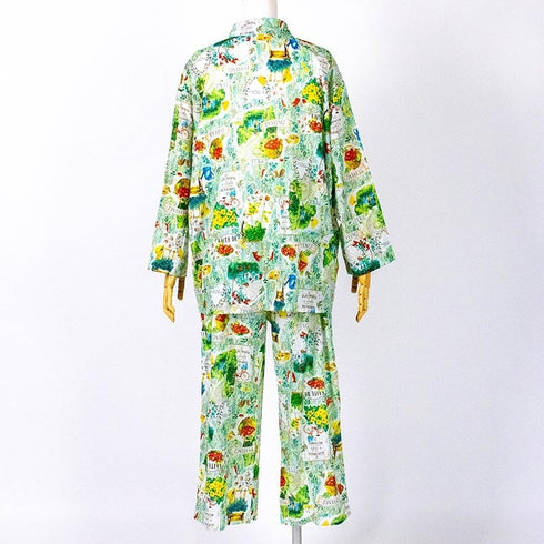 パジャマ TUNIC 80ソフトローン・ガーデン グリーン 長袖襟付パジャマ フリーサイズ 29188-A
