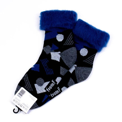 ソックス fromF モコモコソックス ロホコ/積み木 ブラック サイズM 36-38 (22.5ー25cm)TV063M-BK