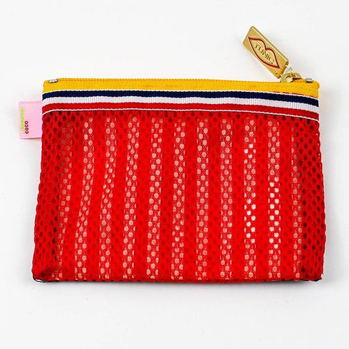 ポーチ TUNIC タフタ転写プリント TUNICヒールメッシュポーチ M クロ 17423-E