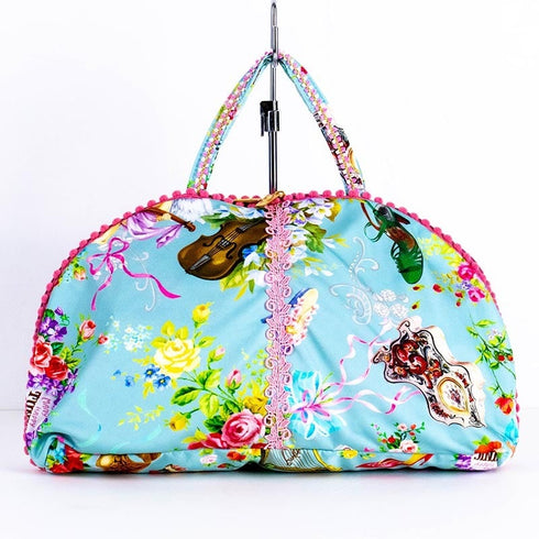 バッグ TUNIC エステルムースプリント ハッピーグリーティングのランジュBag ブルー 10145-A