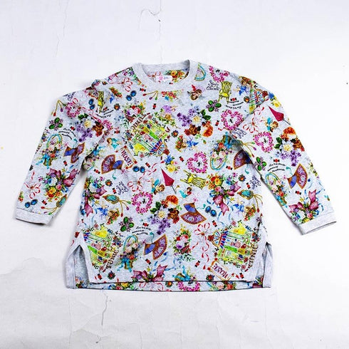 【セール】パジャマ TUNIC 40接結 フリーサイズ スリットトレーナーパジャマ グレー杢 AWS-23466-C ¥23,100→¥16,170