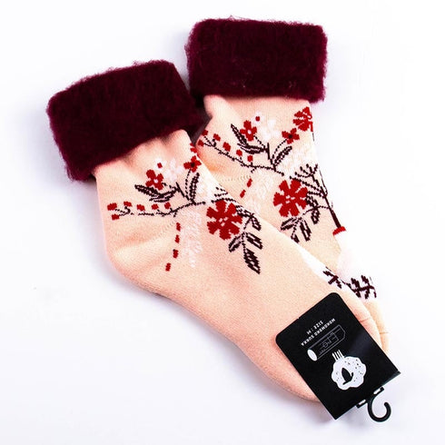 ソックス fromF モコモコソックス マルヤッコ/フラワーベース サーモンピンク サイズM 36-38 (22.5ー25cm)TV098MSPK