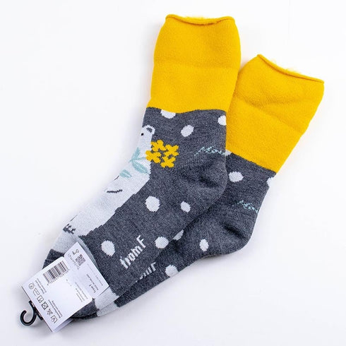 ソックス fromF モコモコソックス ヤーカルフ/しろくま メルグレー サイズM 36-38 (22.5ー25cm)TV096MMGY