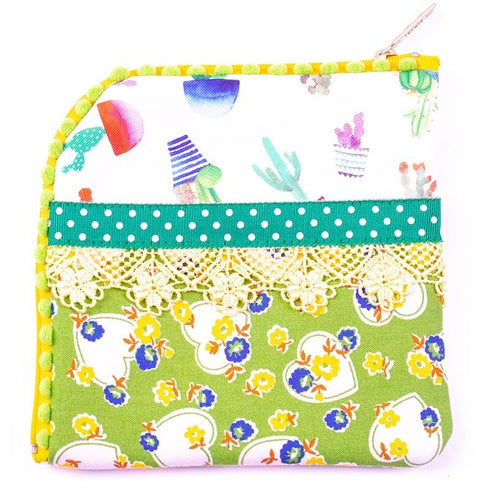 ポーチ TUNIC タフタ転写プリント+綿プリント サボテンハートのポーチ サボテン 18160-A