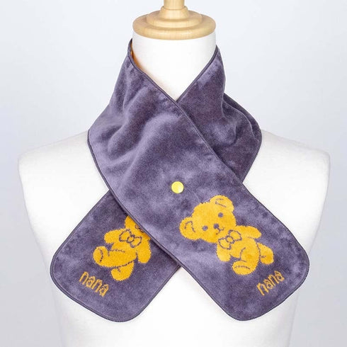 マフラー 横浜ナナ 湘南ナナ NANA ボタン付きナロータオルマフラー ベア グレーイエロー nn-tmf1-C