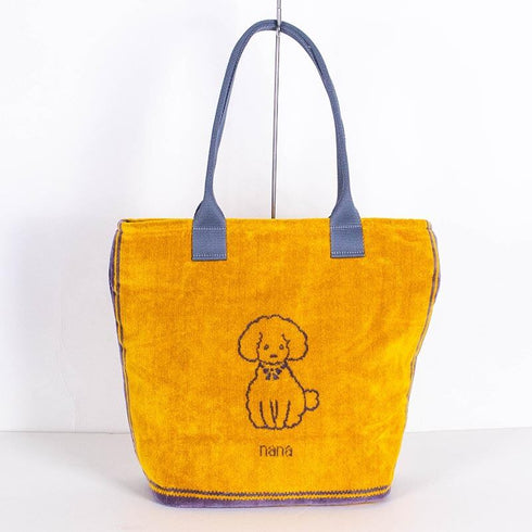バッグ 横浜ナナ NANA ショルダーバッグ プードル柄 イエローグレーライン nn-sb28-A