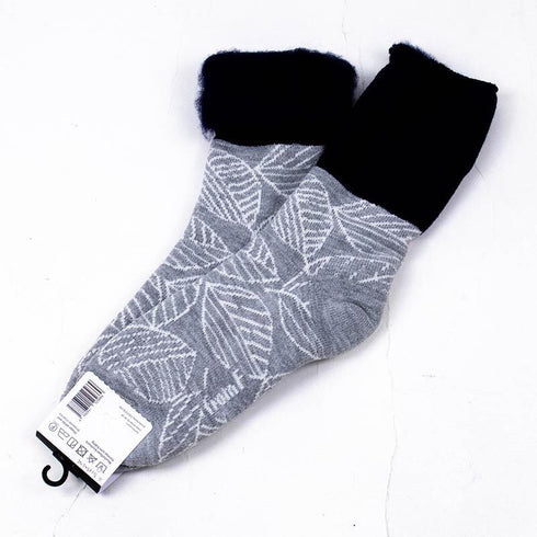ソックス fromF モコモコソックス 葉 ライトメルグレー サイズM 36-38 (22.5ー25cm)TV089MLMG